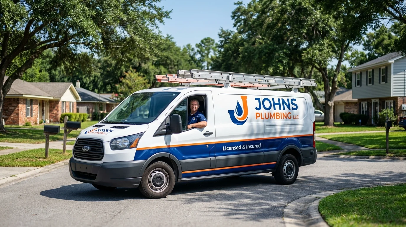 Johns Plumbing LLC service van in North Richland Hills, TX