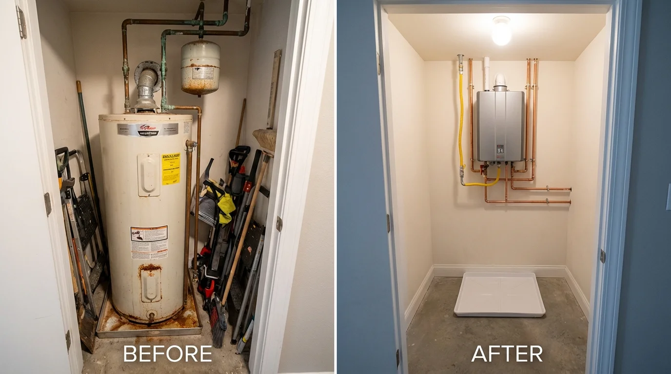 Tank water heater versus wall-mounted tankless unit comparison for North Richland Hills, TX homeowners